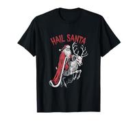 Squelette de Noël Père Noël chevauchant le renne - Hail Santa T-Shirt