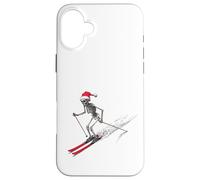 Squelette de Noël, Ski, Skieur, Montagne, Hiver, Original Coque pour iPhone 16 Plus