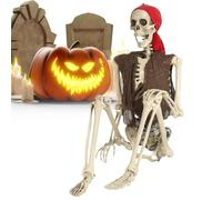 Squelette de Pirate - Accessoires de Squelette de Pirate avec articulations Mobiles | Accessoire Effrayant pour décoration de Vacances, Porche, Magasin, fête, Maison hantée