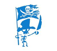 Squelette de pirate avec drapeau Jolly Roger déchiré, autocollant mural en vinyle pour chambre d'enfant, salle de jeux, salon, autocollant de décoration, petit - 27x43 cm