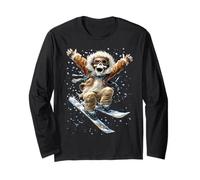 Squelette de Ski avec Neige et Flocons de Neige, Gothique, Hiver Manche Longue