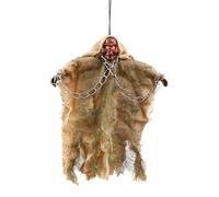 Squelette de sorcière à suspendre - Décoration d'Halloween au plafond avec œil LED lumineux pour porte, patio, cour, jardin, balai de sorcière, décoration de fête