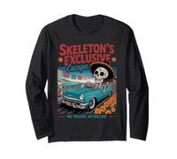 Squelette de voiture classique drôle Día de los Muertos Manche Longue