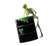 Squelette de vomissement facile à assembler, comprend une lumière noire et un seau pour Halloween, fête d'intérieur, squelette de vomissements avec lumière noire