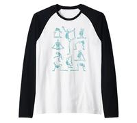 Squelette de Yoga méditant Yogi Zen Poses Bleu Manche Raglan