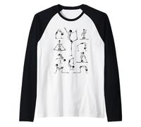 Squelette de Yoga méditant Yogi Zen Poses Halloween Motif Manche Raglan