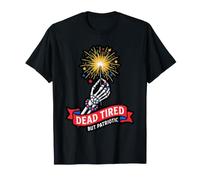 Squelette Dead Tired But Patriotic Funny 4th Spooky T-Shirt
