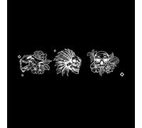 Squelette, dessin au trait et crâne, animal, bête, gravure sur bois, élément de style Peintures murales et stickers muraux en vinyle 39.6x152.8cm Amovible sans laisser de colle Blanc