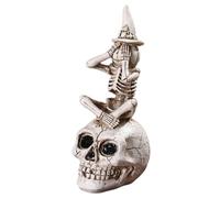Squelette d'halloween, décoration de crâne réaliste de 7 Pouces avec Figurine supérieure, Accessoires d'halloween pour en Plein air intérieur, ne Regardez Pas