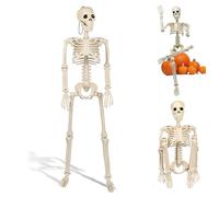 Squelette d'Halloween, décoration de squelette en plastique suspendu des os du corps complet réalistes avec des articulations mobiles pour la fête hantée House intérieure décoration extérieure Hallow