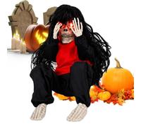 Squelette d'halloween Halloween Pleurs Activés par Le Son avec Cheveux