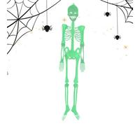 Squelette d'Halloween - Os du crâne qui brillent dans le noir de 150 cm | Décoration pour porte squelette Halloween, pour fêtes, bar, cour, mur, maison, sorcière extérieur, cimetière arbre