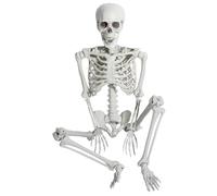 Squelette d'Halloween, squelette articulé grandeur nature de 1,5 m avec articulations mobiles, os humains complets pour Halloween, terrasse, pelouse, cour, jardin, fête, décoration, incapable de tenir