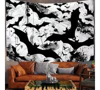 Squelette D'Halloween Tenture Murale Grand Tapisserie Noir Et Blanc - 100X75Cm Décoratif Animaux À L'Encre Polyester Mur Tissu, Décoration Murale Durable Salon Tapisseries Pour Chambre