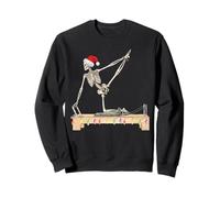 Squelette Doing Reformer Pilates Machine Citrouille Noël Sweatshirt