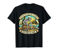 Squelette drôle attendant quelque chose pour arriver sur Oak Island T-Shirt