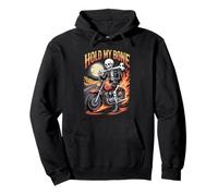 Squelette drôle motard motard motard cavalier tenant mon crâne os Sweat à Capuche