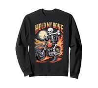 Squelette drôle motard motard motard cavalier tenant mon crâne os Sweatshirt