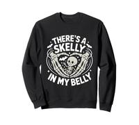 Squelette drôle There's Skelly in My Belly Enceinte Halloween Sweatshirt