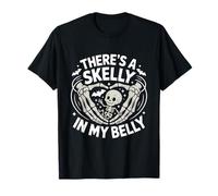 Squelette drôle There's Skelly in My Belly Enceinte Halloween T-Shirt