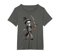 Squelette Effrayant jetant Une flèche Halloween tir à l'arc T-Shirt, Femme Grandes Tailles, Asphalte, 4X