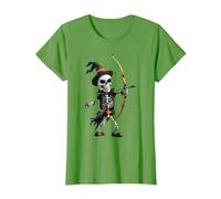Squelette Effrayant jetant Une flèche Halloween tir à l'arc T-Shirt, Femme, Herbe, S