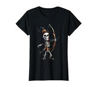 Squelette Effrayant jetant Une flèche Halloween tir à l'arc T-Shirt, Femme, Noir, S