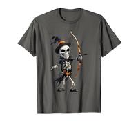 Squelette Effrayant jetant Une flèche Halloween tir à l'arc T-Shirt, Homme, Asphalte, S