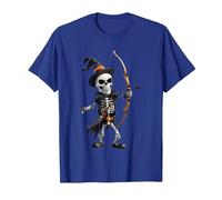 Squelette Effrayant jetant Une flèche Halloween tir à l'arc T-Shirt, Homme, Bleu Royal, S
