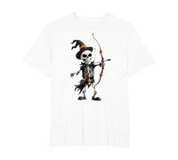 Squelette Effrayant jetant Une flèche Halloween tir à l'arc T-Shirt, Homme Grandes Tailles, Blanc, 6X Tall