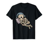 Squelette endormi avec Bonnet de Nuit Halloween T-Shirt