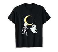Squelette fantôme Tenant la Main Croissant de Lune Effrayant Mignon T-Shirt