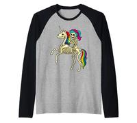 Squelette Fille équitation Licorne Squelette Halloween Manche Raglan