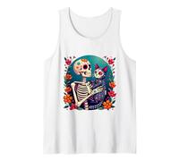 Squelette Floral câlin Chat Sucre crâne Día de Los Muertos Débardeur