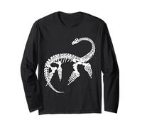 Squelette fossile préhistorique de plésiosaure (Logo Blanc) Manche Longue