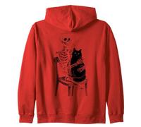 Squelette Froid avec Chat, Halloween - drôle et Effrayant Sweat à Capuche