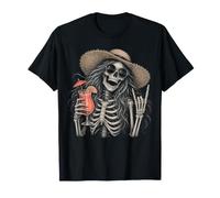 Squelette Girl Rock Horns Beach Cocktail Summer Rock'n Roll T-Shirt