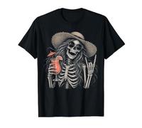 Squelette Girl Rock Horns Beach Cocktail Summer Rock'n Roll T-Shirt Graphique avec Valeur