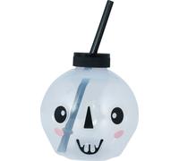 Squelette Gobelet Paille Fête Halloween Décoration Boire Effrayant Design Spécial Lumière Besoin de jouer Cool, Couleur : Blanc
