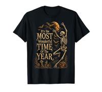Squelette Gothique rétro Dansant Halloween Moon Art T-Shirt