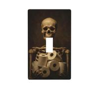 Squelette gothique tenant des rouleaux de papier toilette, interrupteur décoratif à bascule, plaque murale pour cuisine, ferme, chambre à coucher, salle de bain