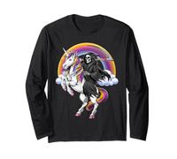 Squelette Grande Faucheuse chevauchant Licorne Halloween Manche Longue