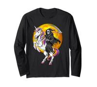 Squelette Grande Faucheuse chevauchant Licorne Halloween Manche Longue