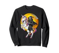 Squelette Grande Faucheuse chevauchant Licorne Halloween Sweatshirt