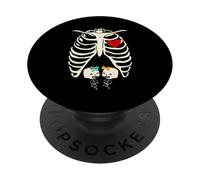 Squelette Grossesse Fille Jumeaux X-Ray Enceinte Halloween PopSockets PopGrip Adhésif