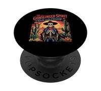 Squelette Gunslinger Honor The American West PopSockets PopGrip Adhésif