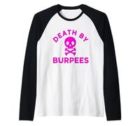 Squelette Gym Death by Burpees Mignon drôle Entraînement Rose Manche Raglan