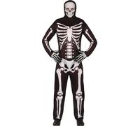 Squelette Halloween Costume à capuche Costume effrayant Costume complet Mystique Effrayant Habillage d'horreur Classique Tenue de fête, Taille : 52 - 54 (L) Couleur : Noir