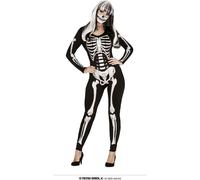 Squelette Halloween Costume Jumpsuit Fête d'épouvante Tenue gothique Nuit Noir Blanc Look Elégance, Taille : 38 - 40 (M) Couleur : Noir