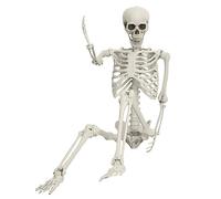 Squelette Halloween de 5,4ft Biduisé Life Plastic Full Corps Skeleton avec des articulations posables Mobiles, squelettes d'os Humains réalistes pour Une décoration intérieure et extéri (blanc)